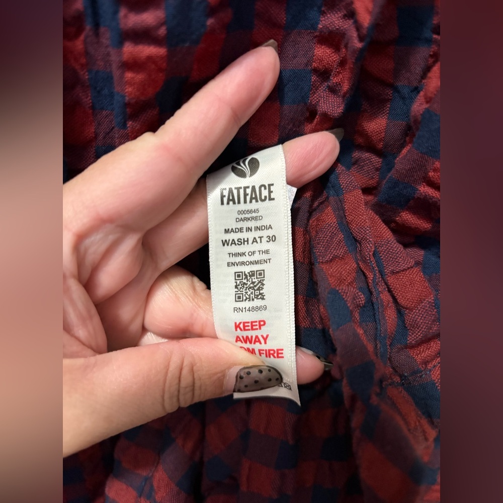 FatFace Ceil Red/Navy Gingham Midi Dress Size 6 - Picture 6 of 7